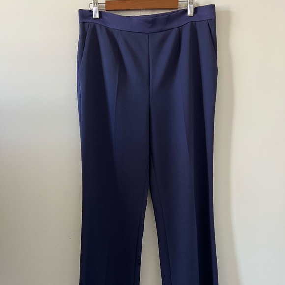 ESCADA Virgin Wool Side Stripe Deep Sea Blue Trousers Size 42/12 - Picture 1 of 15